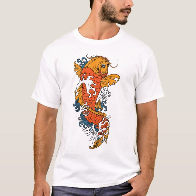 T-shirt de tatouage de poissons de Koi (Devant)