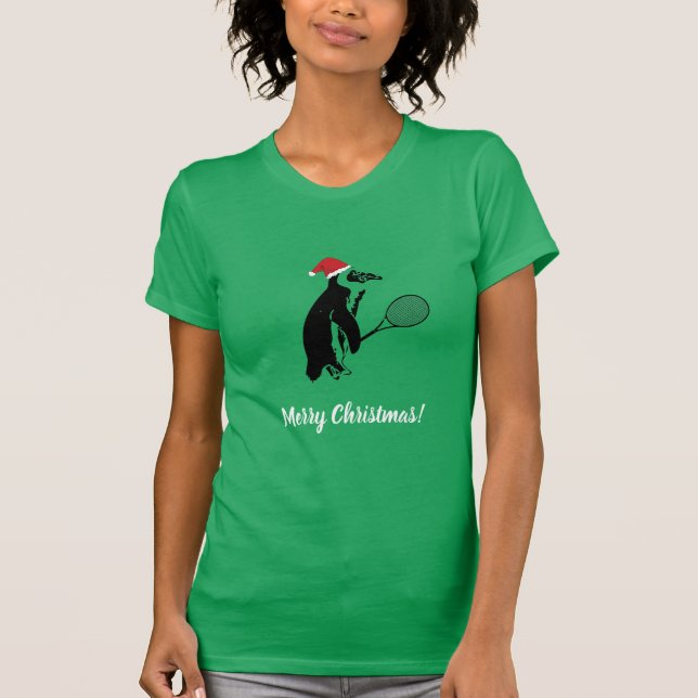 T-shirt de tennis de pingouin de Noël (Devant)