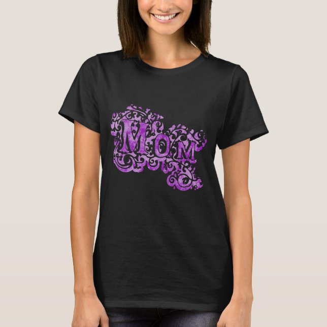 T-shirt de texte pourpre décoratif maman (Devant)