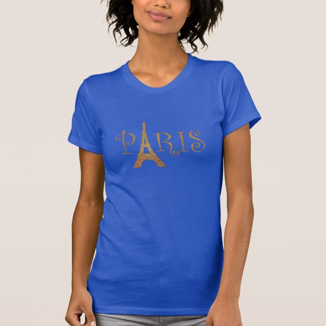 T-shirt de Tour Eiffel de Paris d'or (Devant)