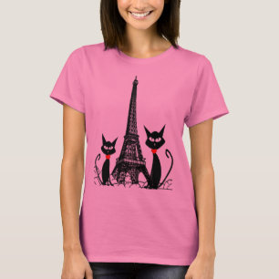 T-shirt de Tour Eiffel et de chats noirs