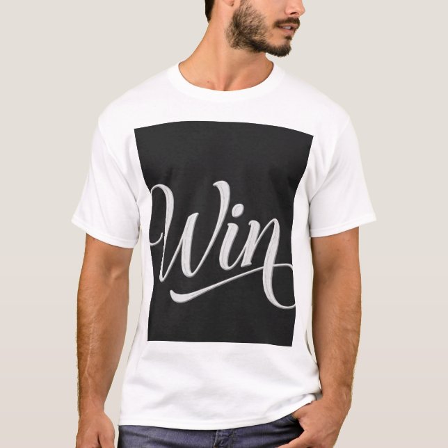 T-Shirt de typographie calligraphique « Gagner » | (Devant)