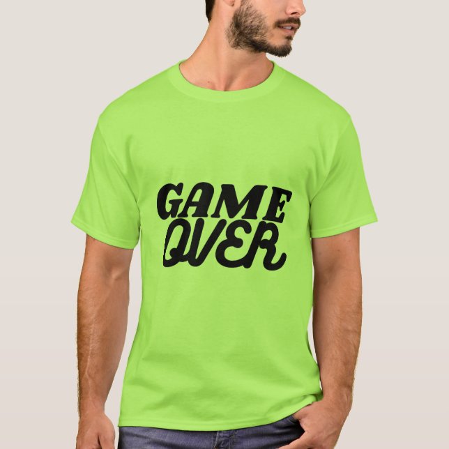 T-Shirt de typographie de jeu vidéo « Game Over » (Devant)
