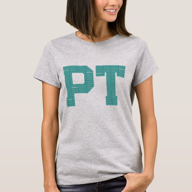T-shirt de typographie de thérapie physique PT (Devant)