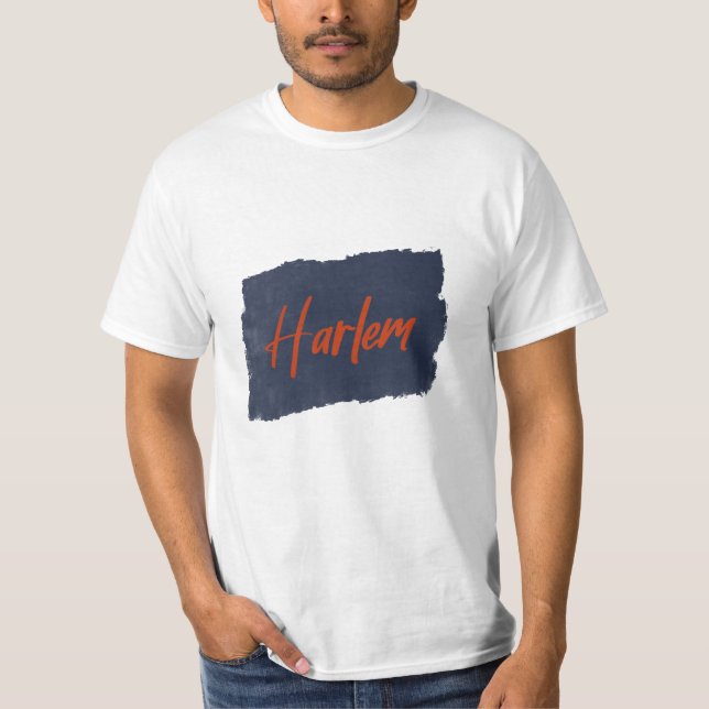 T-shirt de typographie rouge manuscrite Harlem (Devant)