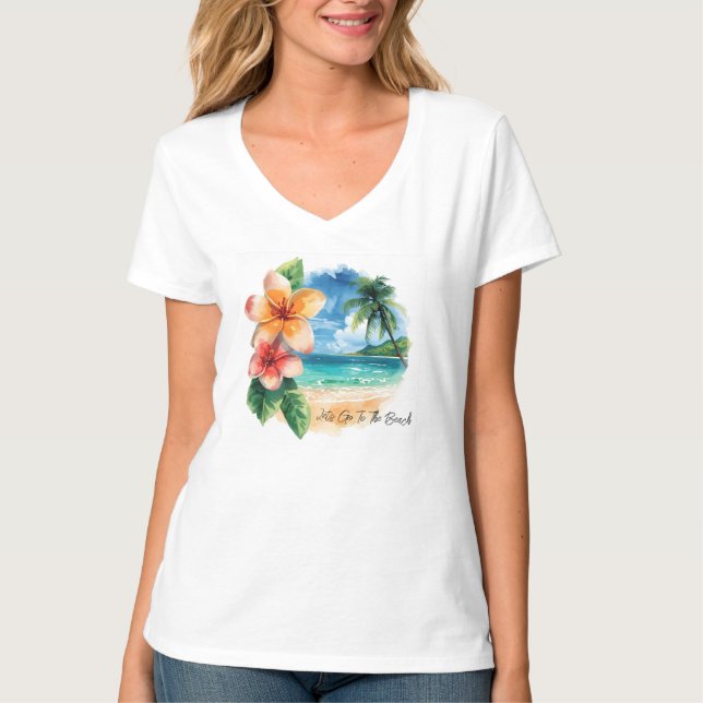 T-shirt de vacances, allons à la plage (Devant)