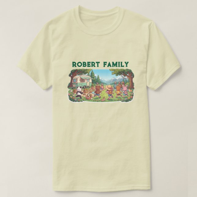 T-shirt de vacances de camping mignon avec nom de  (Design devant)