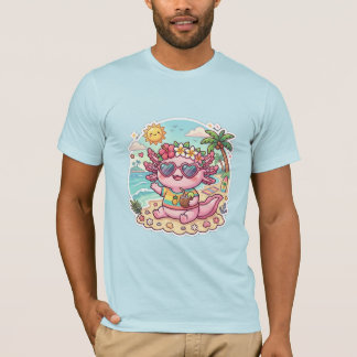 T-shirt de vacances d'été avec un axolotl de plage