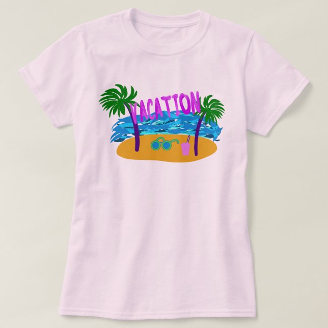 T-Shirt de vacances sur une île (Design devant)