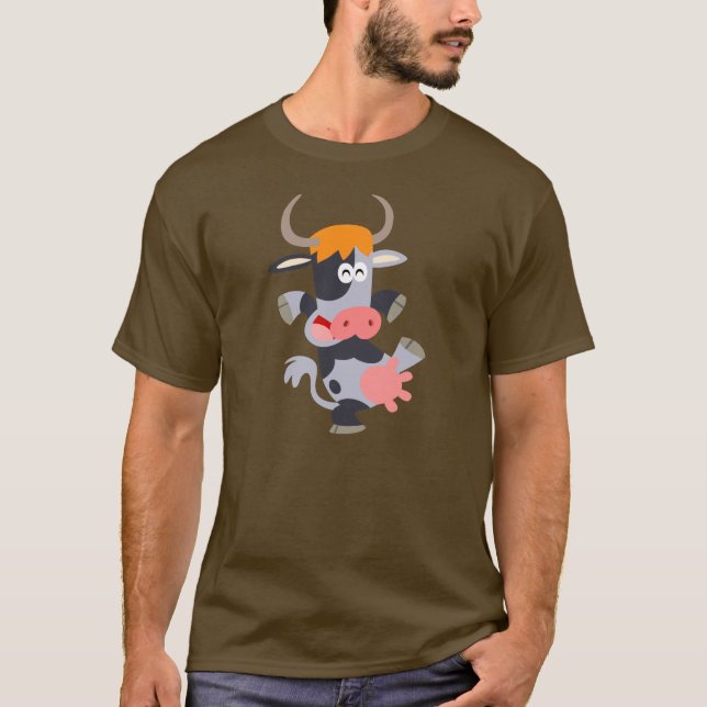 T-shirt de vache en caricature de danse mignonne (Devant)
