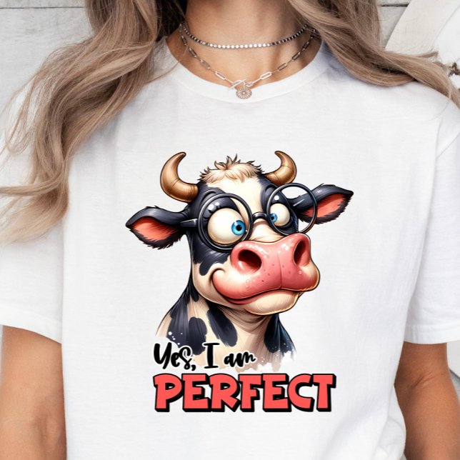 T-shirt de vache sarcastique, drôle (Yes, I'm perfect crazy cow t-shirt)