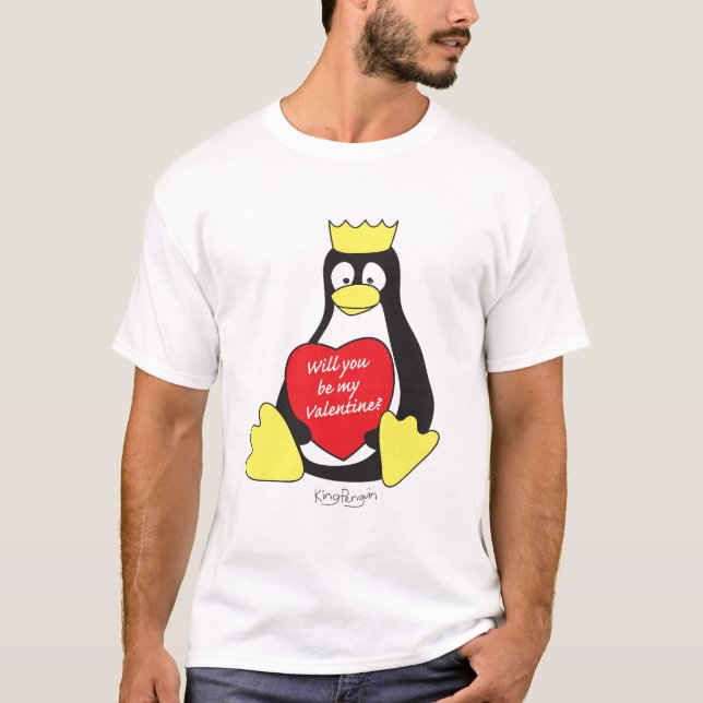 T-shirt de valentine de pingouin de roi (Devant)