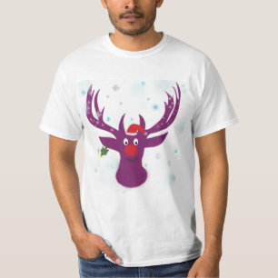 T-shirt de valeur de vacances de renne heureux, bl