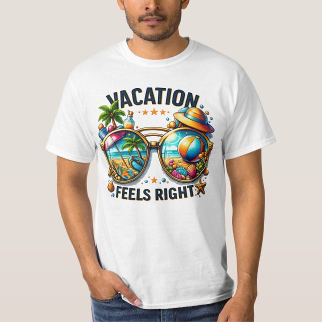 T-shirt de valeur pour hommes « Vacation Feels Rig (Devant)