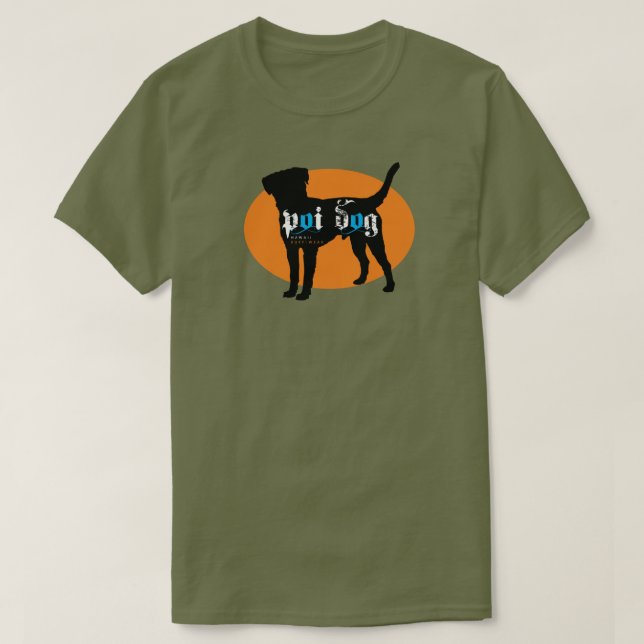 T-shirt de vert d'armée de chien d'Hawaï POI (Design devant)