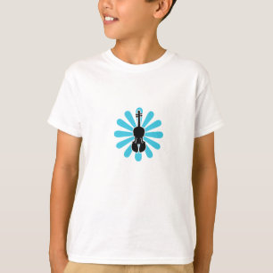 T-shirt de violon de filles avec la fleur