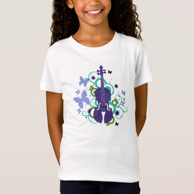 T-shirt de violon pour des Enfants-Butterflys et (Devant)