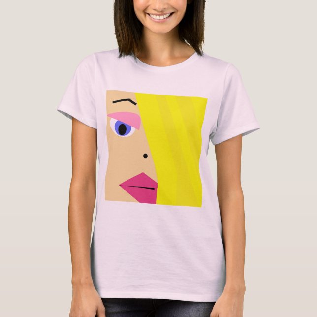 T-shirt de visage d'abrégé sur fille de bande (Devant)