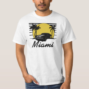 T-shirt de voiture de surf de coucher du soleil de