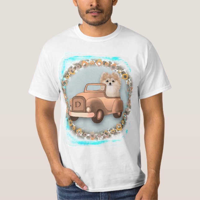 T-Shirt De Voiture Poméranienne Fancy (Devant)