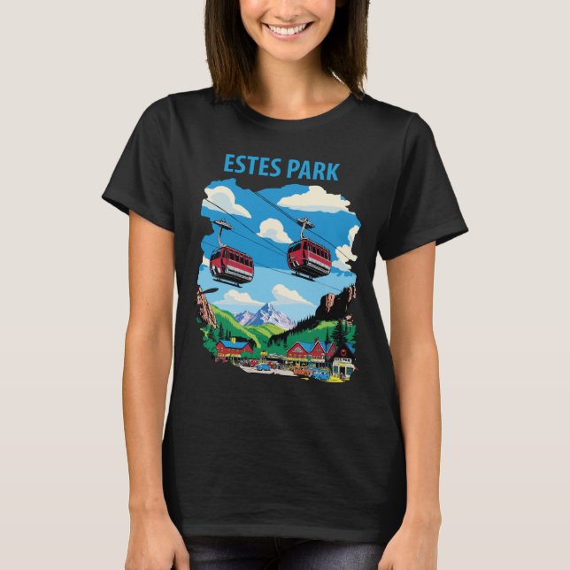 T-shirt de voyage Estes Park Gondola Mountain Blue (Devant)