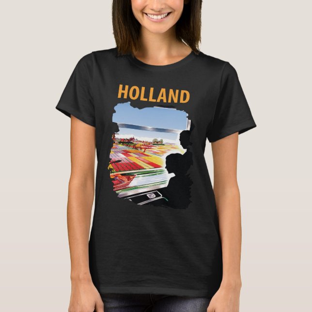 T-Shirt de voyage rétro de train en Hollande (Devant)