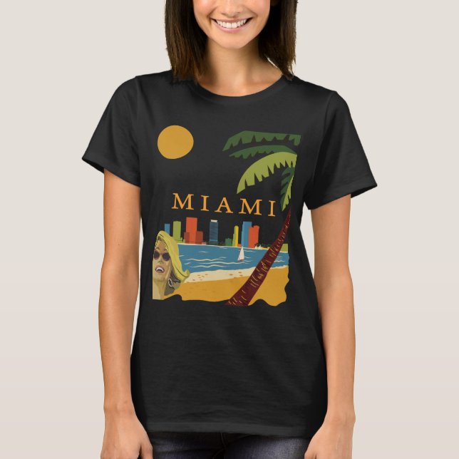 T-shirt de voyage rétro Miami Floride Plage (Devant)