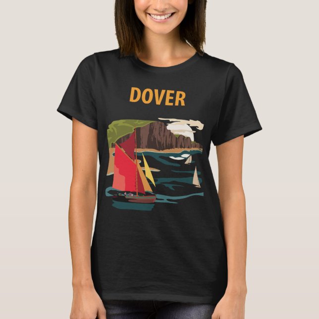 T-Shirt de voyage rétro sur les falaises blanches  (Devant)