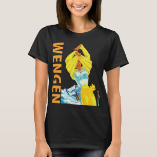 T-Shirt de voyage rétro Wengen Alpes suisses Solei