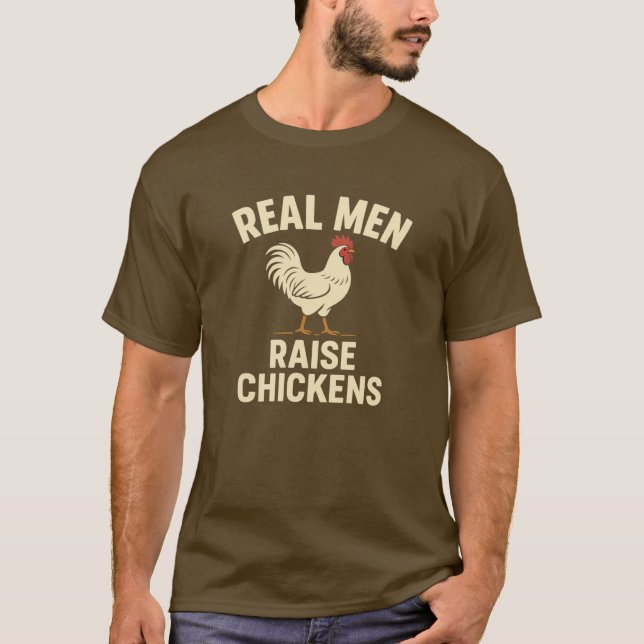 T-shirt De vrais hommes élèvent des poulets (Devant)
