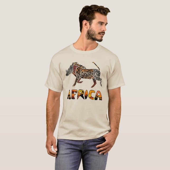 T-shirt de Warthog d'Africain de safari (Devant entier)