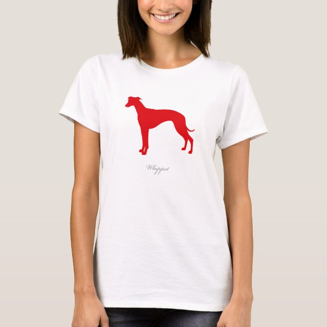 T-shirt de whippet (silhouette rouge) (Devant)
