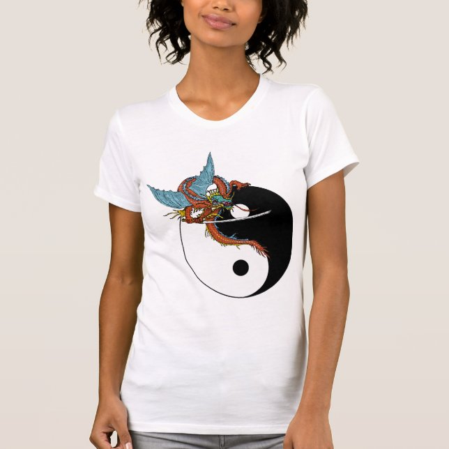 T-shirt de Ying Yang de dragon (Devant)