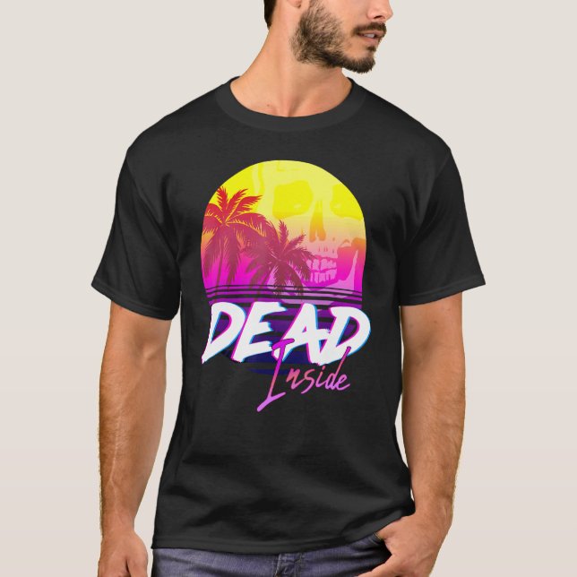 T-shirt Dead In S Ide Vaporwave Miami 80s Esthétique Éffra (Devant)