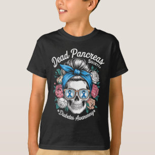 T-shirt Dead Pancreas Society Chemise Floral Crâne Diabète