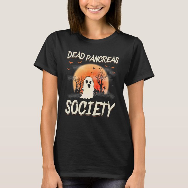 T-shirt Dead Pancreas Society Ghost Diabetes Awareness Hal (Devant)
