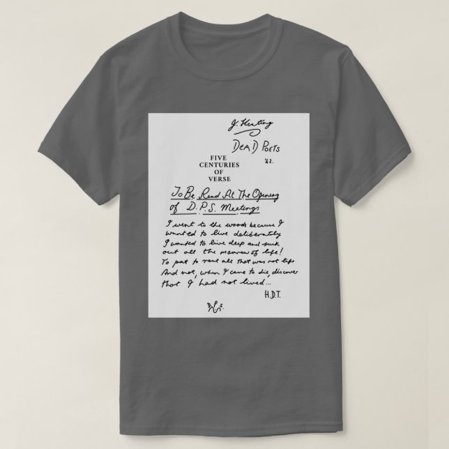 T-shirt Dead Poets Society cinq siècles de verset noir (Design devant)