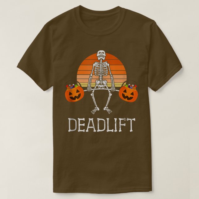 T-shirt DEADLIFT Funny Halloween Squelette Candy Buckets G (Design devant)