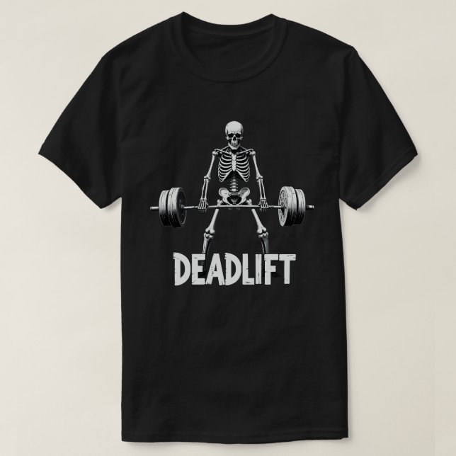 T-shirt Deadlift Funny Halloween Squelette Poids Lifing (Design devant)