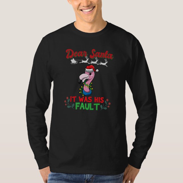 T-shirt Dear Santa It Was His Fault Siblings Matching Xmas (Devant)