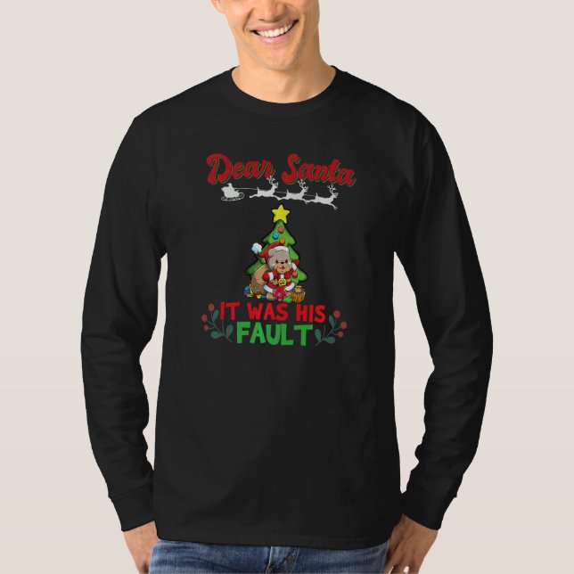 T-shirt Dear Santa It Was His Fault Siblings Matching Xmas (Devant)