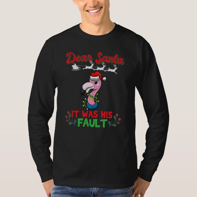 T-shirt Dear Santa It Was His Fault Siblings Matching Xmas (Devant)