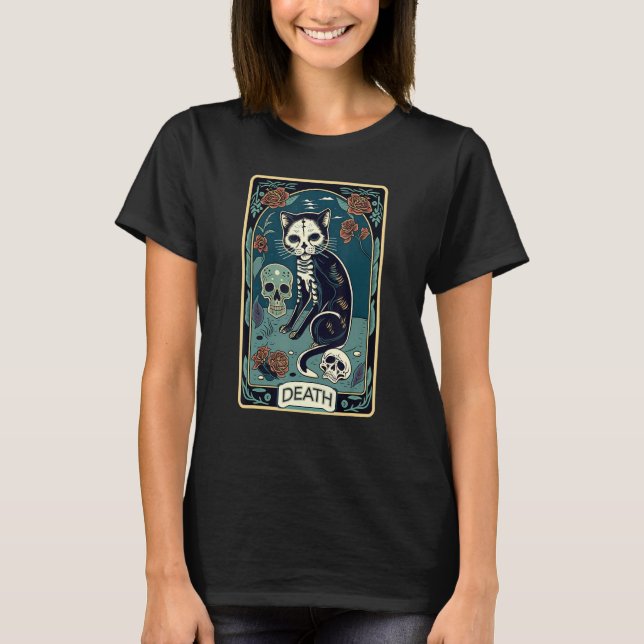 T-shirt Death Cat Tarot Card Graphic for Tarot Cat Lovers  (Devant)