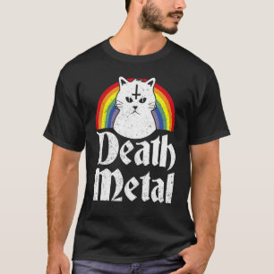 T-shirt Death Metal Chat Arc-en-ciel