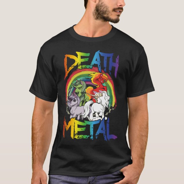 T-shirt Death Metal  Rainbow Unicorn Apocalypse (Devant)
