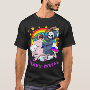T-shirt Death Metal s Unicorn Grim Reaper Rainbow Heavy