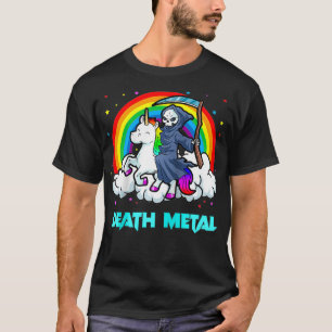 T-shirt Death Metal s Unicorn Rainbow Grim Reaper Heavy Me