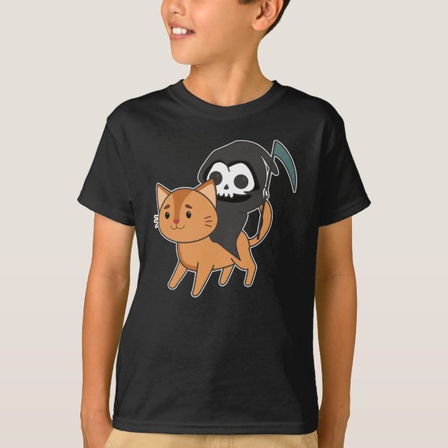 T-shirt Death Riding Chat Drôle - Drôle Chats (Devant)