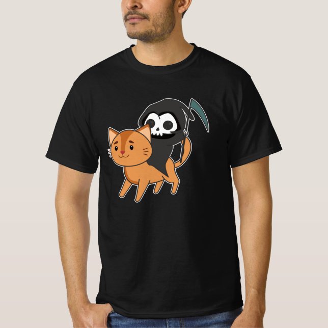T-shirt Death Riding Chat Drôle - Drôle Chats (Devant)