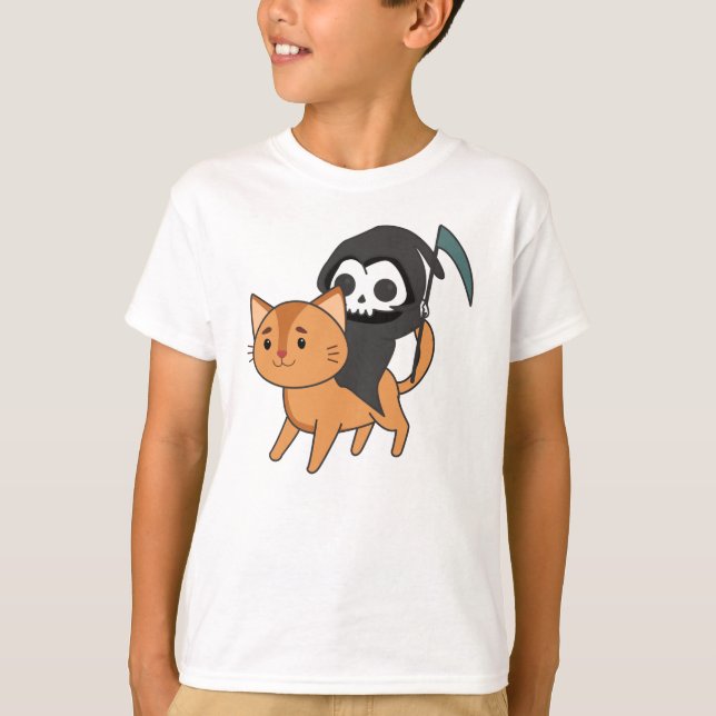 T-shirt Death Riding Chat Drôle - Drôle Chats (Devant)